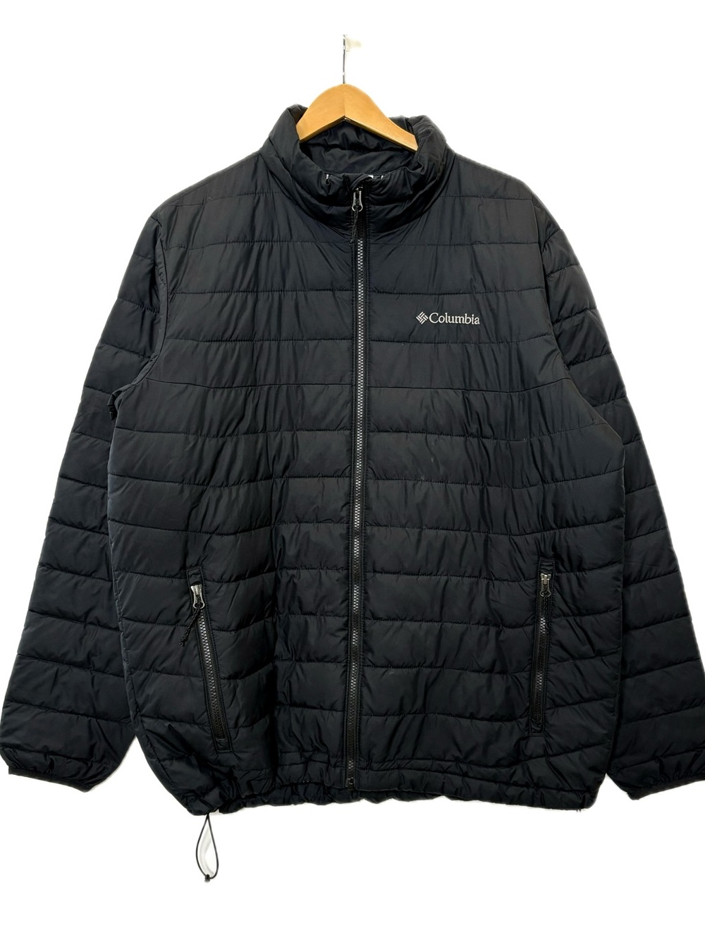 Columbia Thermal Coil Puffer Jacket Mens Size Large Black Full Zip Packable